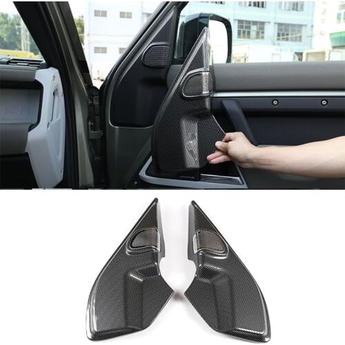 2Pcs Car A pillar Stereo Speaker Cover Trim Decoration Fit For Land Rover Defend 110 2020-21 Carbon Fiber Interior Accessories