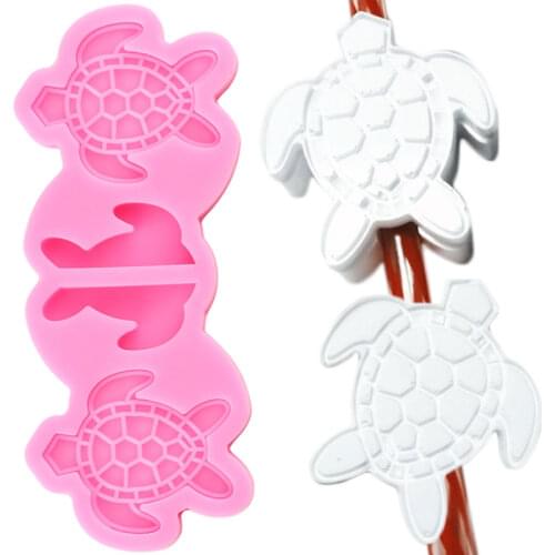 3D Tortoise Straw Topper Silicone Molds Sea Turtle DIY Craft Pendant Keychain Epoxy Resin Mould Candy Fondant Chocolate Moulds