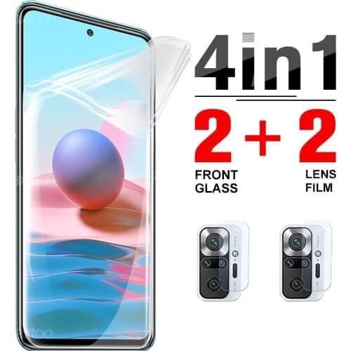 4 in 1 Camera Glass Protector For Xiaomi Note 10S Pro On Xiami Redme 10 10Pro 5G/4G Hydrogel Clear Safety Screen Full Cover Film