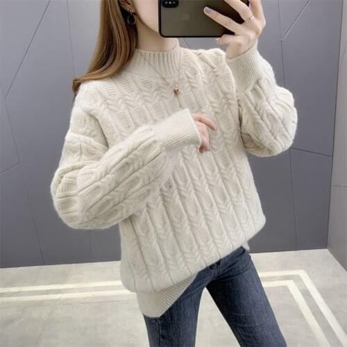 6659 (east stair edge. 2) new winter half a turtle neck twist sweater long-sleeved loose womens 40