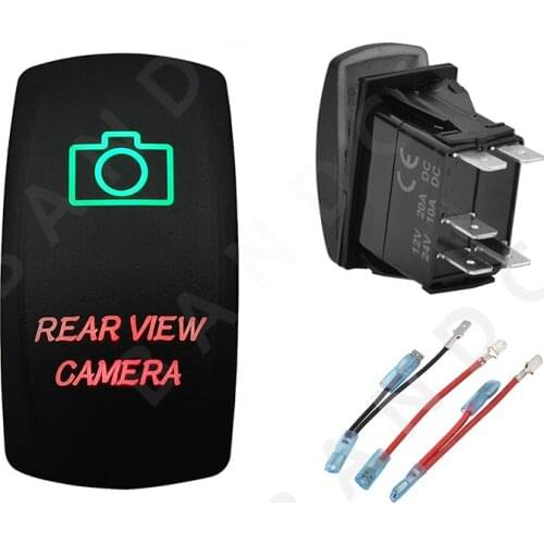Car Boat RV REAR VIEW CAMERA Rocker Switch Illuminated Green&Red Led Laser Etched SPST ON-OFF，Camping Accessories,Jumper Wires