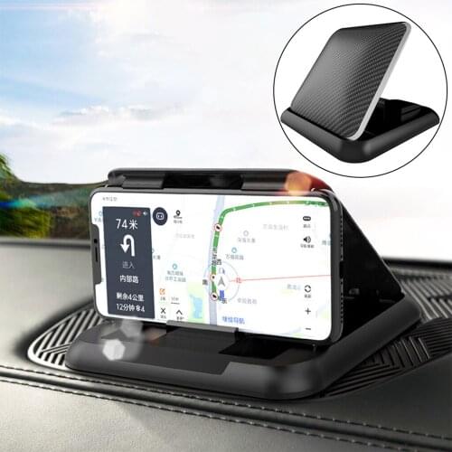 Car Phone Holder Silicone Base Carbon Fiber Texture 3 To 7 Inch Mobile Phone Suction Pad Interior Accessories