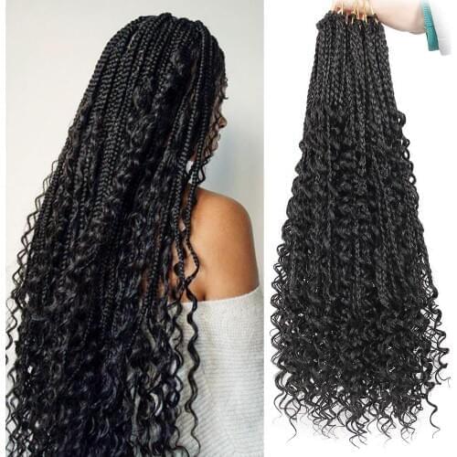 Goddess Bohemian Box braids hair Synthetic Crochet Braid 20inch Boho Braided Hair Extension