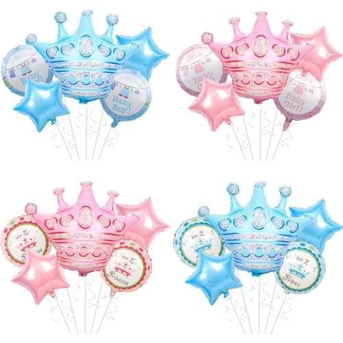 Blue Pink Large Crown Balloons 18 inch Prince Princess Baby Shower Decor Helium Balloon Birthday Party Decoration Kids Toys Ball