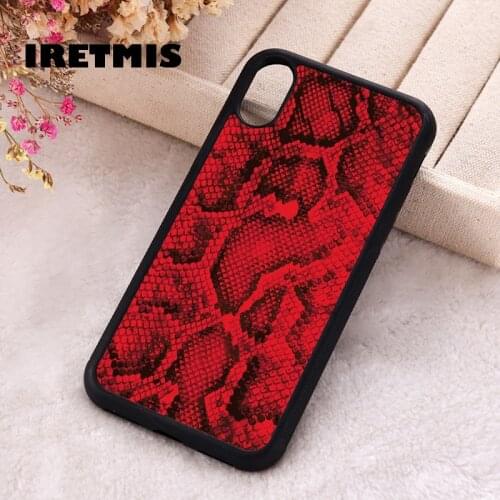 Iretmis 5 5S SE 2020 phone cover cases for iphone 6 6S 7 8 Plus X Xs Max XR 11 12 MINI Pro Soft Silicone TPU Red Snakeskin