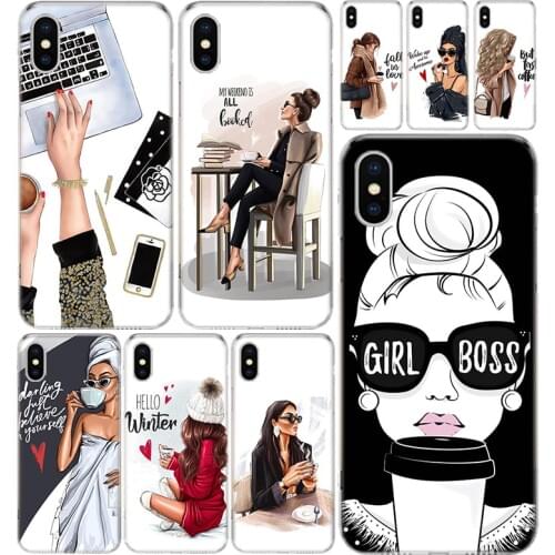 Girl Boss Pink Women Coffee Phone Case Cover For Iphone 12 Mini Pro 11 7 8 6 6S Plus + X XS MAX XR 5 5S SE Fashion Coque Shell