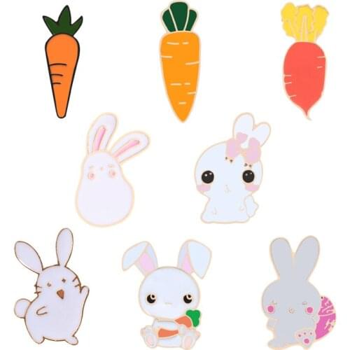 Animal Decoration Pins and brooches Rabbit radish Enamel Pin Denim Jackets Backpack Accessories Lovers jewelry Gifts for lover