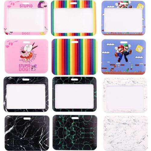 BH1541 Blinghero Cartoon Rainbow Bank Credit Card Holder ID Holder Identity Badge With Marble Lanyard For Phone Office Supply