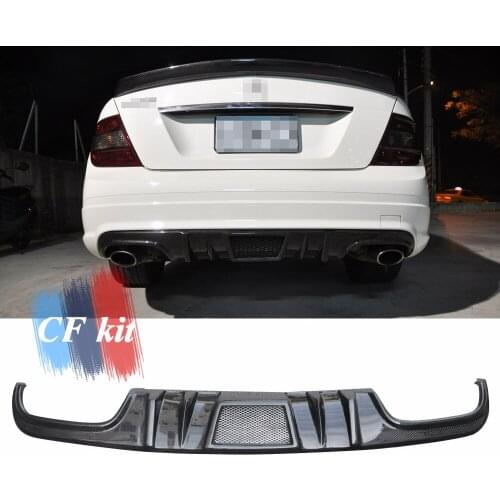 Carbon Fiber Rear Lip Bumper Spoiler Diffuser For Mercedes Benz C Class W204 2008 - 2010 2D/4D