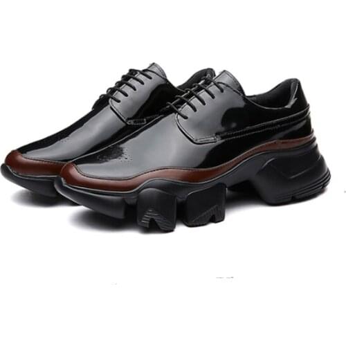 Design leather shoes mens niche fashion top layer cowhide stitching casual soft bottom increased sports leather shoes men