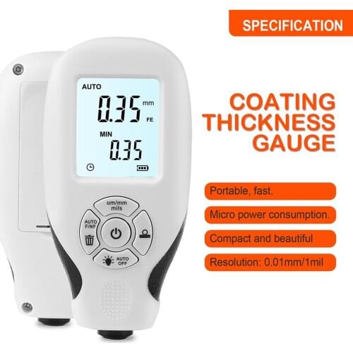 HW-300 Digital Coating Thickness Gauge 0.01mm 1mil Thickness Meter With Backlight LCD Display Calibration For Car Automotive