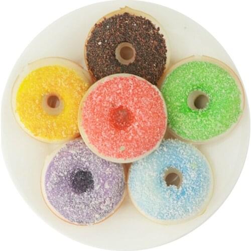 Artificial Decorations Foods 5CM Color PU Simulated Doughnut Cake Bread Model 6PC/LOT