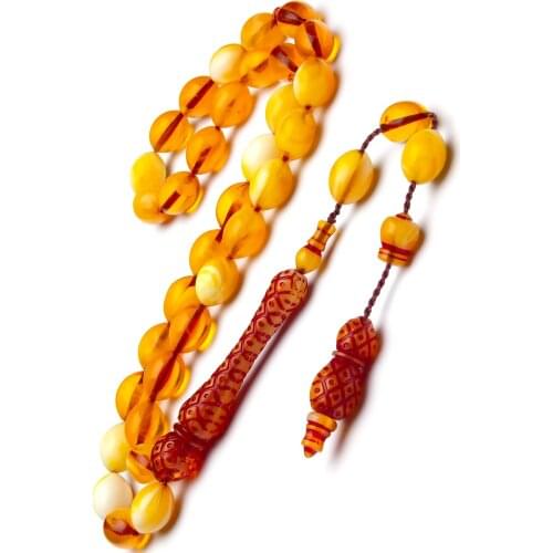 Islamic Tasbih Muslim Rosary Beads 33 Prayer Rosary For Men Bracelet For Men Accessory amber oltu amber stone Handmade Turkey