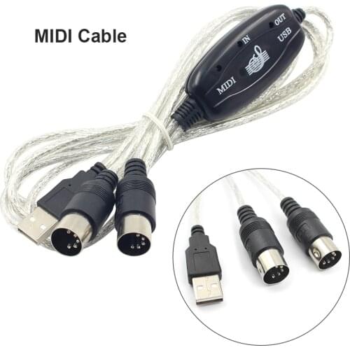 USB IN-OUT MIDI Adapter Cable Set Converter Cord Lightweight Portable PC to Music Electronic Keyboard Music Elements