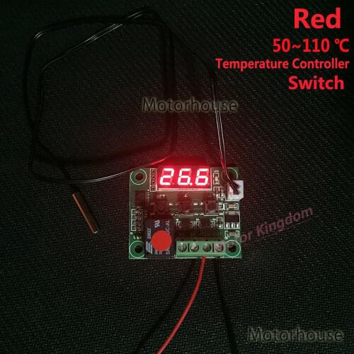 Red LED DC 12V Digital Temperature Meter Controller Module Switch Waterproof Sensor 50-110 Centigrade