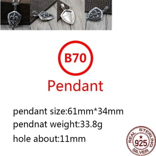 B70 S925 sterling silver pendant retro personality cross flower shape wild pendant punk hip-hop style gift for friends new hot