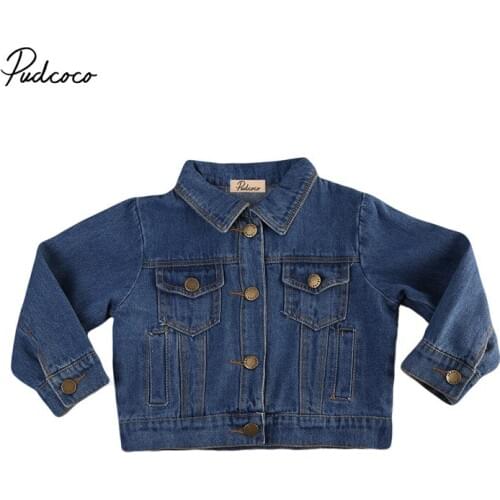 Children Kids Girls Clothes Denim Jean Jackets Fall Autumn Girls Jacket Denim Button Coat Outwear Tops Clothes Age 1-6Y