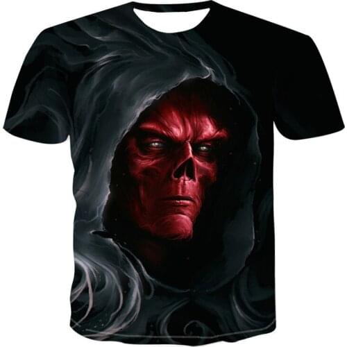 2021 Mens Skull T shirts punk style skull 3Dt- shirts Men Tops Hip hop 3d print skull punisher T-shirt