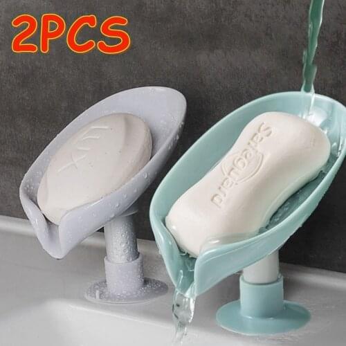 Leaf Shape Soap Dish Box Bathroom Soap Holder for Shower,Freestanding Suction Cup,Sink Sponge Drain Rack Tray Bathroom Gadgets