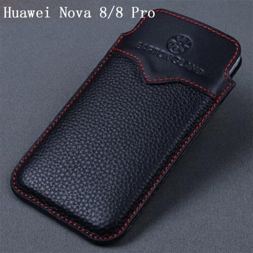 New Fashion Genuine Leather Pouch for Huawei Nova 8 Luxury Cow Leather Phone Case Cover for Huawei Nova 8 Pro funda skin Bag