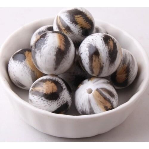 OYKZA 20mm 100pcs Acrylic Solid Print Animal Leopard Beads for Girls Necklace Jewelry