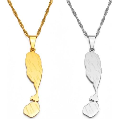 Anniyo Saint Kitts and Nevis Necklaces St. Kitts & Nevis Maps Pendant Chain Jewelry #135421