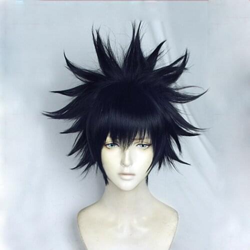 Fushiguro Megumi Wig Jujutsu Kaisen Cosplay Short Black Blue Heat Resistant Synthetic Cosplay Anime Wigs + Wig Cap