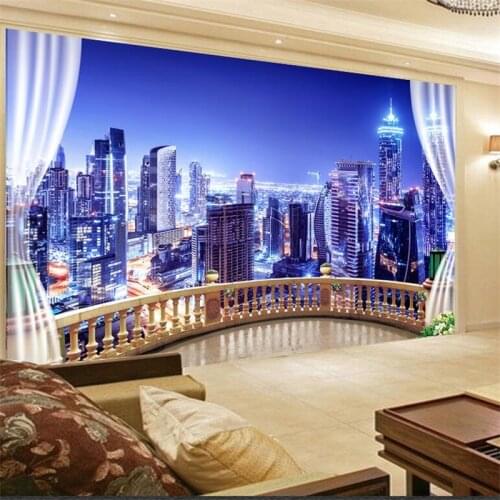 Beibehang Custom Wallpaper 3d Photo mural papel de parede HD City Night living room Background wall papers home decor wallpapers