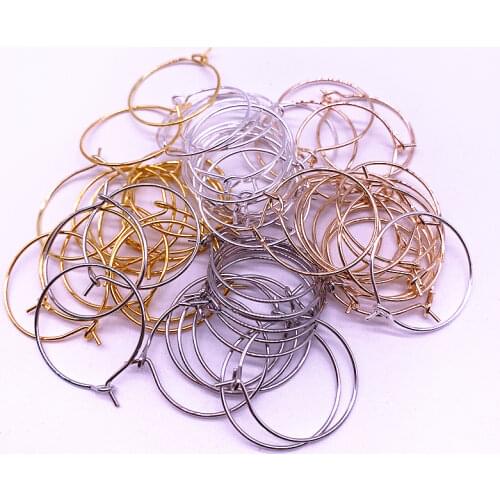 30pcs/lot 20 25 30 35mm Multicolour Hoops Earrings Big Circle Ear Wire Hoops Earrings Wires for Jewelry Making DIY Supplies