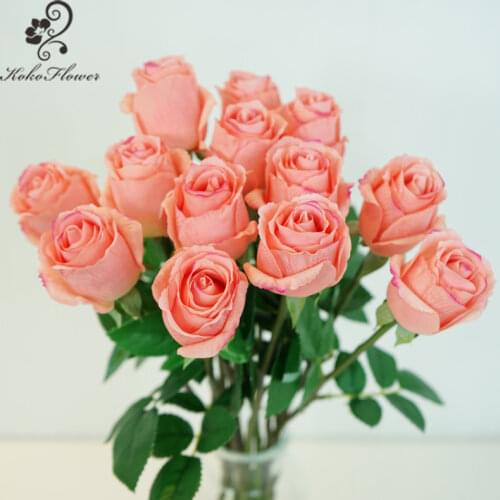 Koko Flower 10 Pcs Lot Real Touch Latex Simulation Flowers Wedding Fake Roses Family Party Decor Valentines Day Birthday Gifts