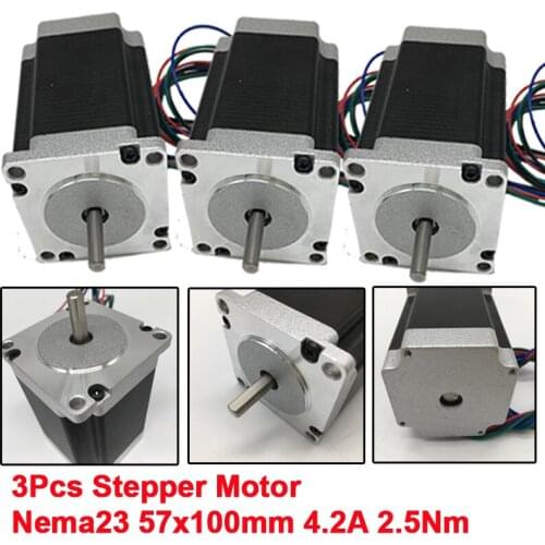 3Nm Stepper Motor Nema23 57mm 4.2A 3Nm 430Oz-in 8mm Shaft 2ph 4 Wires High Torque for CNC Router Lathe X 3 Pcs