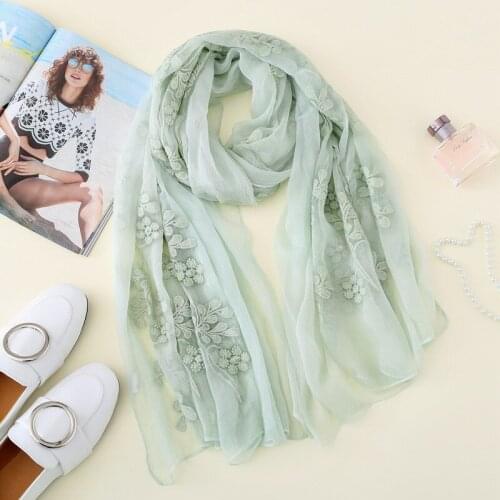 Waiting for the flowers to open Silk summer sunscreen thin solid color silk scarf spring and autumn long paragraph 100% silk