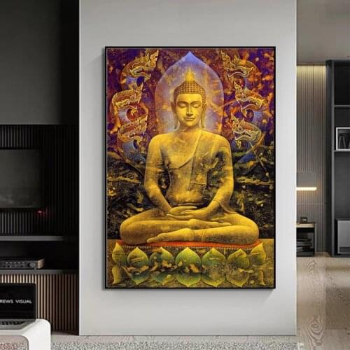 Meditation Buddha Statue Canvas Painting Modern Posters and Prints Religious Wall Art Pictures for Living Room Home Decoration