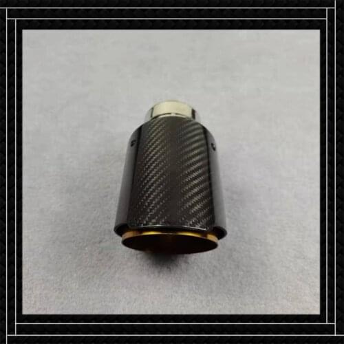 Car Styling Gold Color Single Tailpipe Stainless Steel Nozzles For Akrapovic Exhaust Pipe Carbon Fiber Glossy Black Muffler Tip
