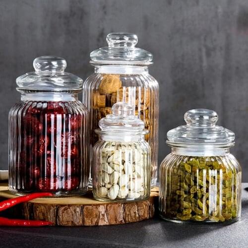 Lead-free Glass Sealed Jar With Lid Bottle Storage Tank Sealed Tea Cans Cereals Transparent Storage Jars Coffee Beans Container