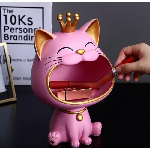European-style Lucky Cat Resin Decoration Porch Key Storage Decoration Living Room Bedroom Home Decoration Cute Decoration