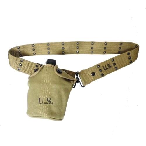 WW2 WWII US ARMY SOLDIER M1910 CANTEEN AND BELT MILITARY EQUIPMENT COMBINATION MILITARY SOLDIER COMBINATION