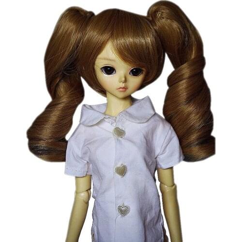 [wamami] 97# Flax Short Wig&Pin With Wave Hair For 1/4 MSD AOD DOD DZ BJD Dollfie 7"-8"