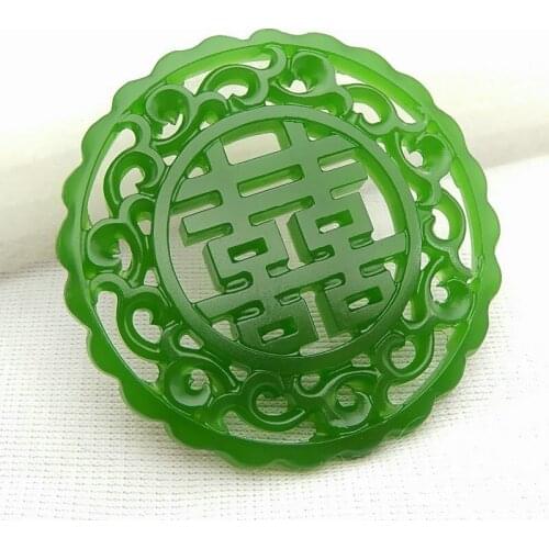 Hand-Carved Jewelry Natural Green Jade Pendant Necklace Chinese Double-sided Hollow Out Charm Jadeite Fashion Amulet Lucky Gifts