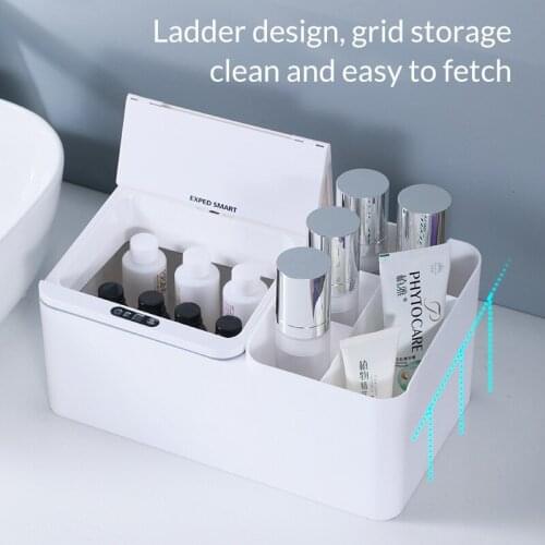 Desk Makeup Organizer Storage Box Automatic Smart Sensor Folded Case Jewelry Holder Plastic Make Up Brush Storage box