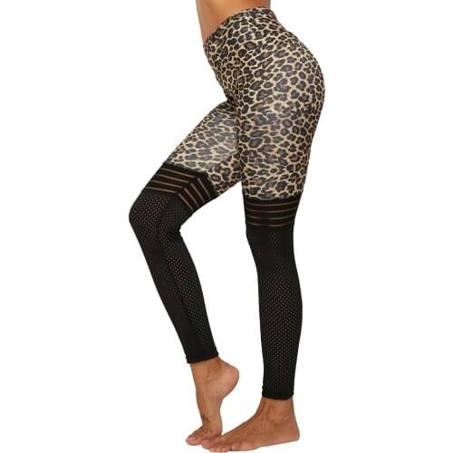 2021 Women Mesh fight leopard print Sport Leggings High Waist Tights Pants Solid Sports Wear for Women Gym Push Up Yoga Pants