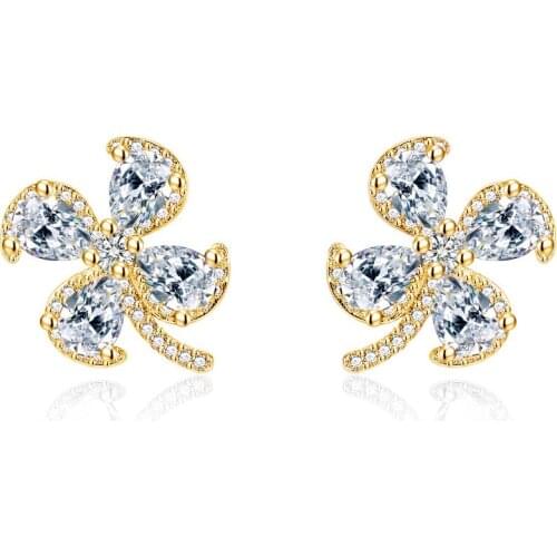 Top Grade Sterling 925 Silver Earrings For Lady Engagement Accessories Sparkling Crystal Earrings Women Jewelry Gold Piercing