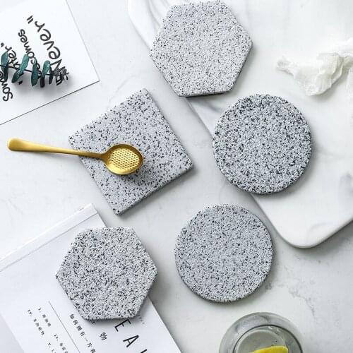 1PCS New Granite Pattern Ceramic Coaster Tea Cup Pad Round Porcelain Table Mat Coaster Coffee Tea Cup Place Mat Dropshipping