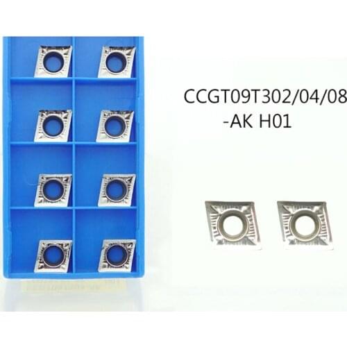 10pcs carbide inserts CCGT09T304/09T308/CCGT09T302-AK H01 HInternal turning tool Aluminum cutter blade Insert Cutting Tool