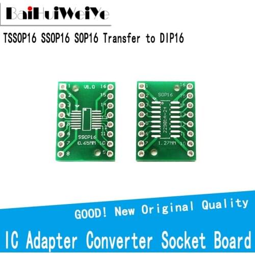 10PCS/Lot TSSOP16 SSOP16 SOP16 Transfer to DIP16 IC Adapter Converter Socket Board Module Adapters Plate 0.65mm 1.27mm