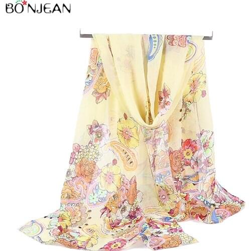 BONJEAN 10/Pcs Scarves Printing Hair Scarf High Quality Flower Scarves Luxury Brand Fashion Beach Sunscreen Shawl Accessories