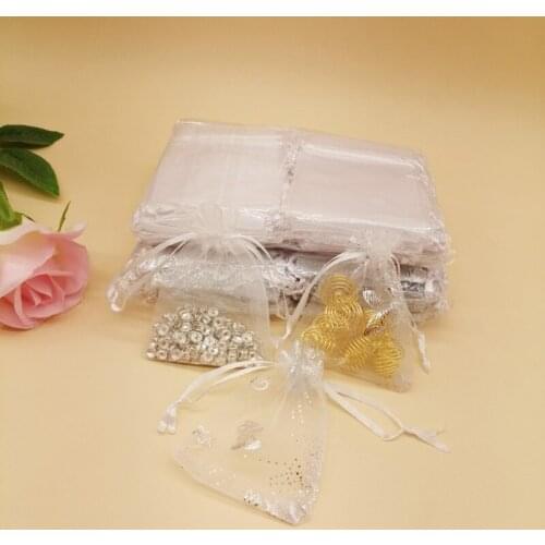 100Pcs White Organza Bags Butterfly Drawstring Sachet Bag Mini Storage Bags for Women Wedding Gift Box Packaging Bag Display DIY