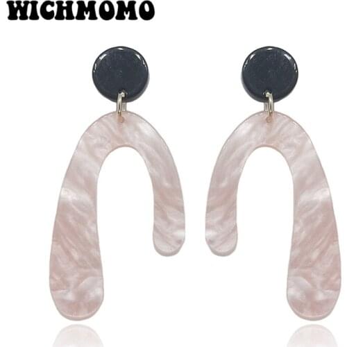 2019 New Fashion 58mm 1 Pair High Quality Acetic Acid Resin Acrylic U Shape Smooth Earring for Girls Party Gifts Accessories