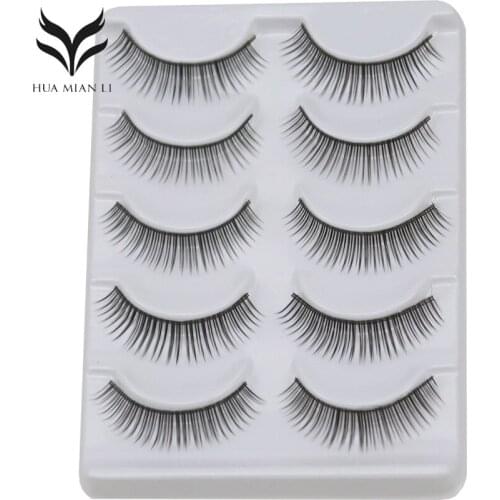 5 Pairs False Eyelashes Bare Makeup Natural Pure Handmade Fake Eyelashes Black Terrier 5 Types Eye Makeup Tool