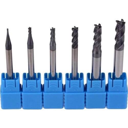 6 Pcs 1-6 Mm 4 Flutes Hrc45 Solid Tungsten Carbide End Mill Cnc Router Bits Tools Cnc Milling Cutter Bits For Metal Cutting